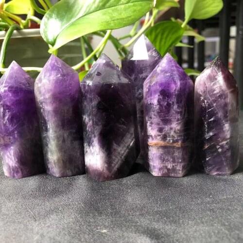 TOP !!!!!! NATURAL Dream Amethyst QUARTZ CRYSTAL WAND POINT HEALING 1PC 60-70MM