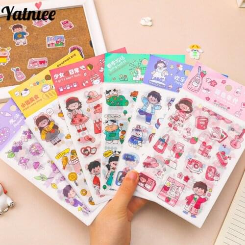 Yatniee 12pcs/pack Cartoon Stationery Sticker Student Diary Decoration Scrapbooking Label Stickers DIY Deco for Children Kids