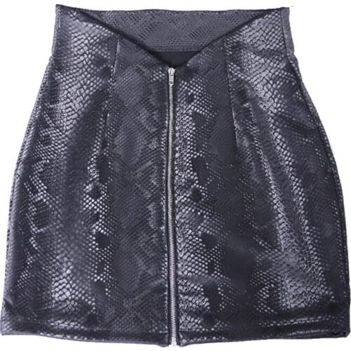Snake Print PU Leather Irregular High Waist Pencil Skirt Hot Sexy Package Hip Faldas Micro Mini Skirts Sexy Night Clubwear Jupe