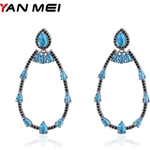 YAN MEI High Quality Brand New AAA Cubic Zirconia Teardrop Dangle Earrings For Women