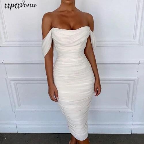 2019 Latest Summer Elegant Red Wine Beige Pleated Strapless Strapless Bandage Dress Female Celebrity Party Tight Dress Vestidos