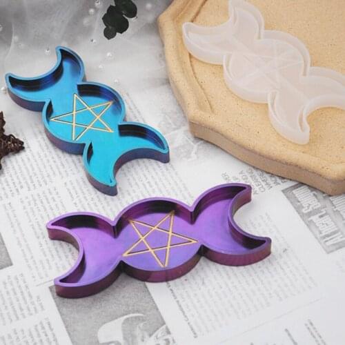 1PCS DIY Crystal Epoxy Resin Mold Crystal Sun Moon Phase Box Plate Moon Pentagram Mirror Silicone Mold