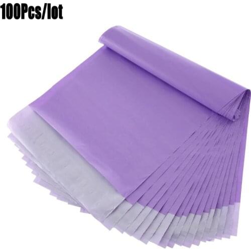 100Pcs Purple Courier Mailer Bags Packaging Poly Package Plastic Self-Adhesive Mailing Express Bag Envelope Postal Pouch Mailing