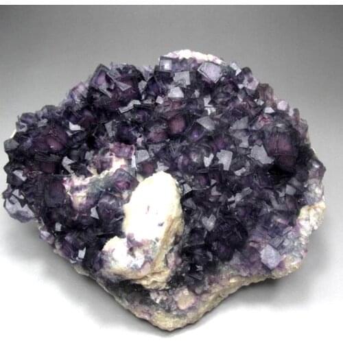 1833g Purple Fluorite Cluster w/ Square Phantom+Calcite - crystals and stones healing Mineral specimen Home Decor feng shui