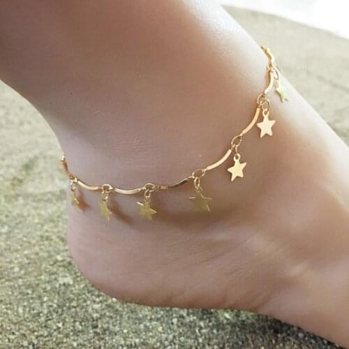 2018 new summer fashion foot decoration tassel star ladys favorite beach foot chain