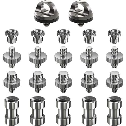 22 Pcs Converter Threaded Screws Adapter Mount Set Camera/Tripod/Monopod/Ballhead/Light Stand/Quick Release Neck Strap
