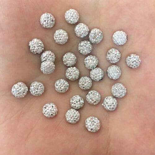 400pcs Resin Silver 6mm Convex Round Flatback Stone Child Scrapbook Wedding DIY F429