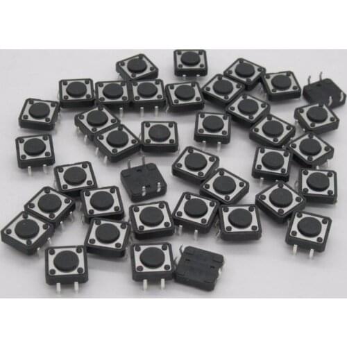 50pcs black 12X12x4.3/5/6/7/8/9/10/11/12/13mm PCB Momentary Tactile Tact Push Button Switch 4 Pin DIP