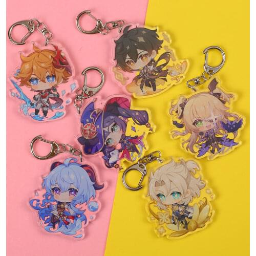 Genshin Impact Acrylic Keychain Charm Car Key Ring Anime Accessories Jewelry