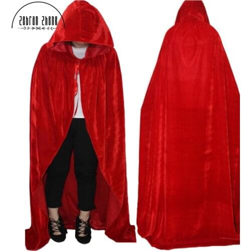 Free Shipping Adult Witch Long Purple Green Red Black Blue Cosplay Cloaks Hood and Capes Halloween Costumes For Women Men