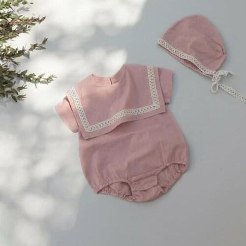 Baby Bodysuit Girls Clothing Cotton Jumpsuit Ins Korean 2021 Summer Hot Sale Climbing Clothes Cute Style With Hat 0-24m Infants