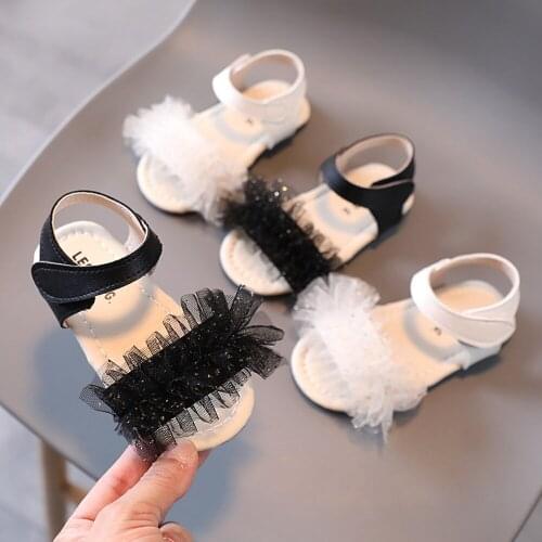 Baby Girls Tutu Princess Sandals Summer Soft Leather Kids Flats Shoes Toddler Girls White Sandals for Wedding Bridesmaid 12M 3t