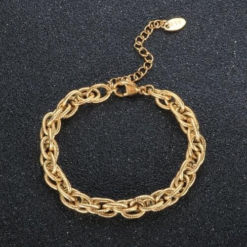 Stainless Steel Twist Rope Chain Bracelet Hip Hop Gold Plated Bracelets For Women Men High Quality Punk Jewelry Gift