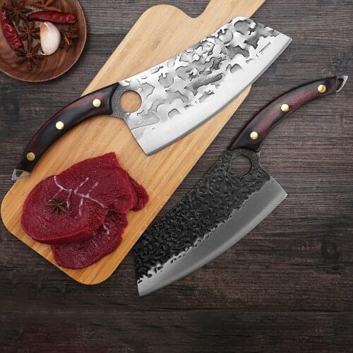 Damask 7.5'' Inch Chopping Knife Stainless Steel Kitchen Knife Meat Vegetables Cleaver Slaughtering Butcher Cooking Accessories