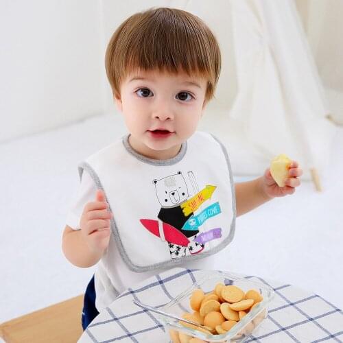3 Layers Cotton Baby Bibs Girls Boys Bibs & Burp Cloths Cartoon Infant Lunch Feeding Protecter Saliva Towel for 0-3 Years