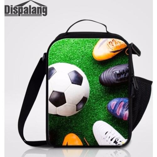Dispalang Newest Foot Ball Print Insulated Lunch Cooler Bag Children Thermal Lunchbox Reusable Lunch Container Portable Food Bag