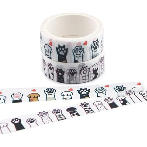 ER1293 15mmX5m Cat Paw Painting Washi Tape Set Adhesive Tape DIY Decoration Sticker Scrapbooking Diary Tape Stationery Supply