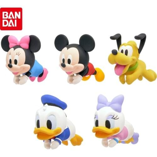 Bandai Genuine Gacha Disney Hug data cable Doll Mickey Mouse Minnie Mouse Donald Duck Daisy Duck Pluto Action Figure Toys