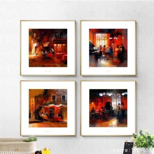 Cotton no frame impression figures cafe man woman canvas printings oil painting printed on cotton wall art decoration picture