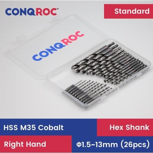 27 Pieces HSS M35 Cobalt Twist Drill Bits Set Hex Shank 1.5~13mm Drill Bits Kit with Case