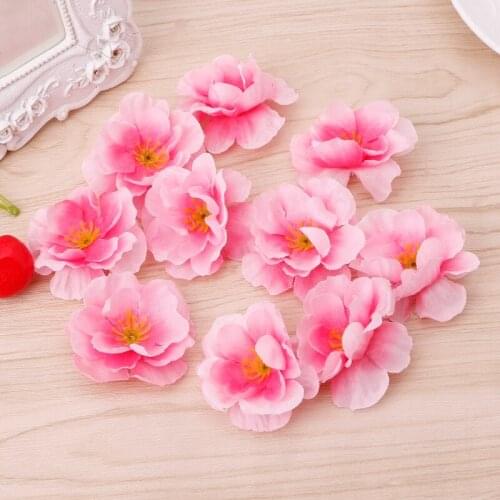 10pcs Artificial Peach Blossom Flower Head Home Garden DIY Party Decoration W315
