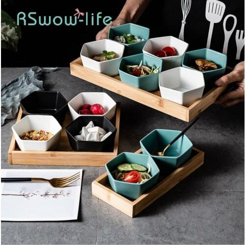 Kitchen Utensils Creative 2/4/6 Combination Grid Dish Nut Swing Tray Snack Tray Household Ceramic Bowl For Restaurant Supplies