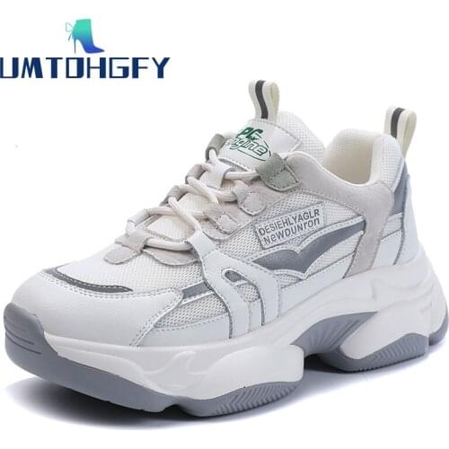 REVT NEW Spring Sneakers Mesh CasualShoes Women Thick Bottom Girl Thick Bottom Round Shoes Female Lack Up Sneakers White Fashion