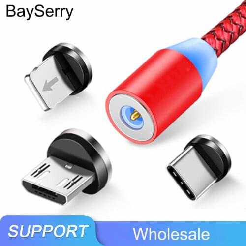 BaySerry Magnetic Charger Micro USB Type C Cable For iPhone 12 11 Magnet Cable Fast Charging Wire for Samsung S21 Xiaomi Huawei