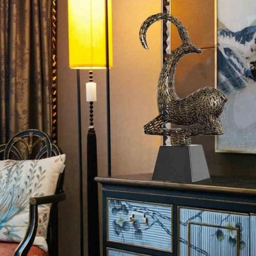 Sculpture decorations creative metal deer crafts home living room hotel club iron tabletop decoration