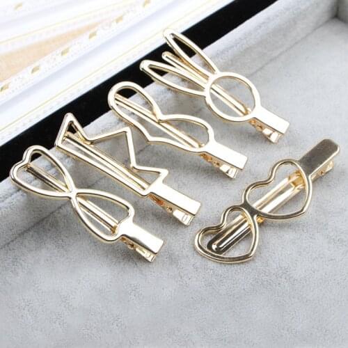 Fashion Woman Hair Accessories Electroplated gold crown rabbit ear bow tie love Metal Geometric Alloy Hairband Circle Hairgrip
