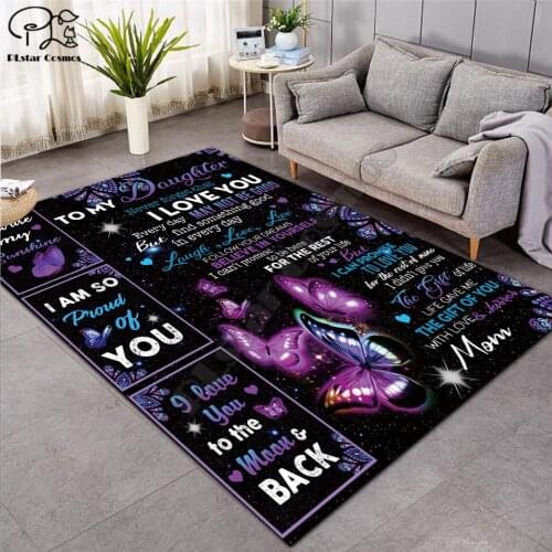 To My Daughter Letter Pattern Fashion Soft Flannel 3D Printed Rugs Mat Rugs Anti-slip Large Rug Carpet Home Decoration 06