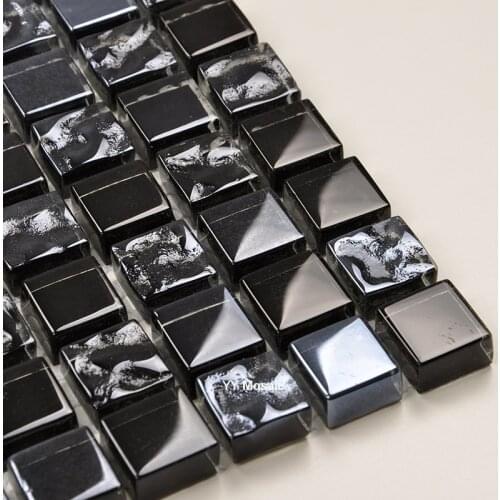 Simple Modern Plating Black Mirror Crystal Glass Mosaic Tile for Kitchen backsplash Shop Cabinet Backdrop wall decoration