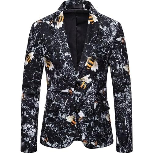 Mens Blazer Jacket Fashion Royal Crown Printed Blazers Men Suits Prom Dresses Animals Print Blazer Hombre Mens Blazer Jacket