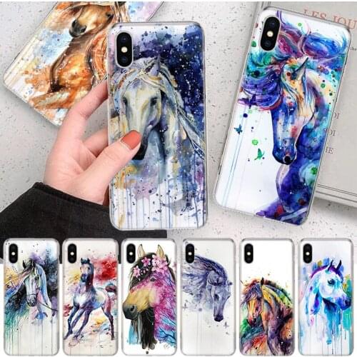 Oil Painting Cute Horse Soft Cover Phone Case For Apple Iphone 12 11 Pro XS X Max XR 7 8 6 6S Plus 5S SE + Mini Customized Coque