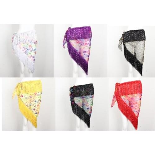 100% Handmade Mesh Net Belly Dance Hip Scarf, Tassel Hip Skirts Waist Wraps Belt