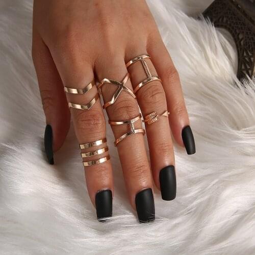 Boho Statement Rings Joint Knuckle Ring Set Simple Curve Midi Stacking Rings For Women Vintage Crystal Finger Baubles Jewelry