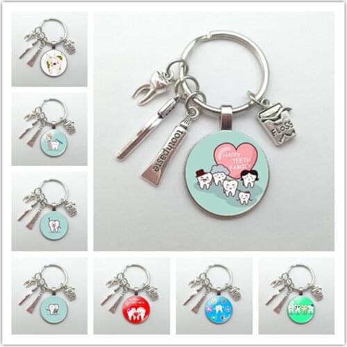 2021 new dentist dental glass keychain dental assistant gift dental care keychain