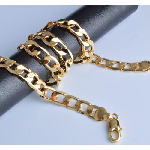 Never fade Electroplating Gold 8MM Side Necklace Word Printing Is 18K One Side Necklace Figaro Necklace