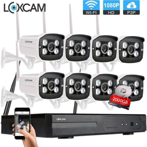 Plug and play 8CH Wireless CCTV System 8PCS 2.0MP 1080P IR Outdoor P2P Wireless IP Security camera System video Surveillance set