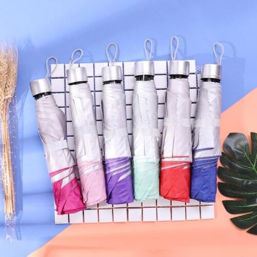 Ultra-light Portable Travel Umbrella Silver Coating Folding Pocket Parasol Customizable Logo