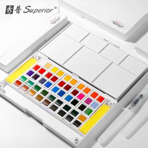 Superior 24/36/48 Solid Watercolor Paints Pigment With Water Brush Gift Pen For Painting Transparent Acuarela Art Supplies