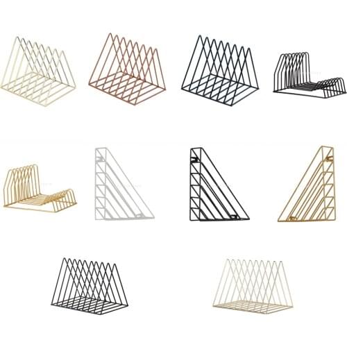 Nordic Minimalist Iron Wire Desktop Bookshelf Holder Metal Bookend for Home Office Newspaper Magazine Organizing Table Decor