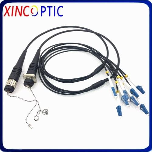 SM,4Fibers,G657A1,4.5mm,1M,ODC Square(Female) Round(Male) to LC/FC TPU 4C Armored Fiber Optic Patch Cord,30cm from Plug to LCUPC