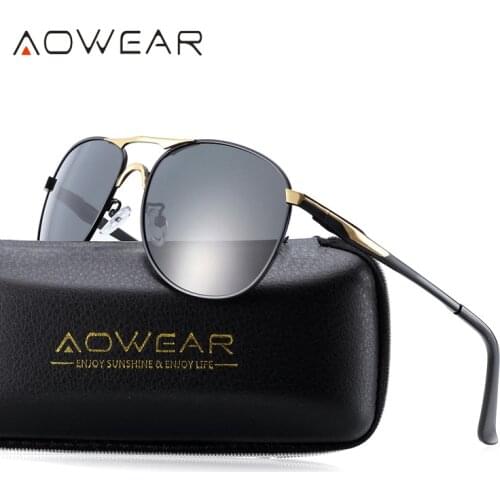 AOWEAR Brand Aviation Polarized Sunglasses Men Classic Driving Retro Sun Glasses Man Driver Oversized Eyewear Gafas De Sol