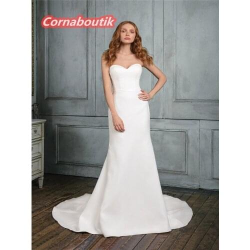 Modern Sweetheart Crepe COR-003 Wedding Dress Pleated Bridal Gowns Fit and Flare Vestidos Casamento Custom Made
