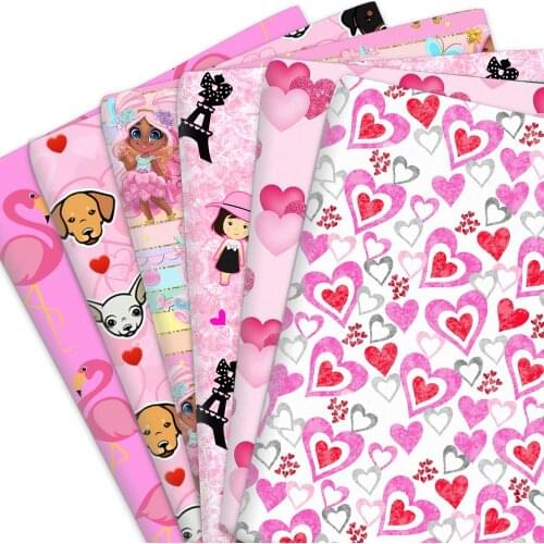 20*33cm Paris Girl Heart Valentines Day Polyester Cotton Fabric For Quilt Tissue Kids Home Textile Sewing Doll Dress Curtain