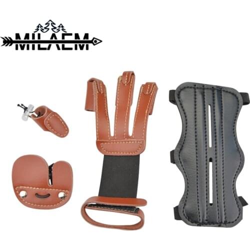 1 Set Archery Protector Gear With 3 Finger Finger Guard And Arm Protector For Recueve Compound Bow Accessories