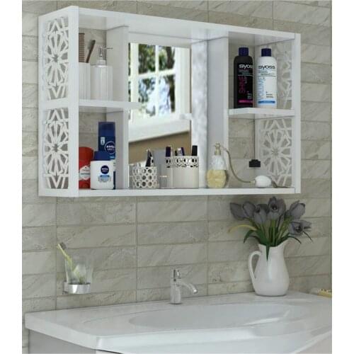 Mirror White Bathroom Cabinet Wall-Mounted Furniture Modern Stylish Design Will Add A Different Weather in Your Bath Mirror Regulator 5 Compartments