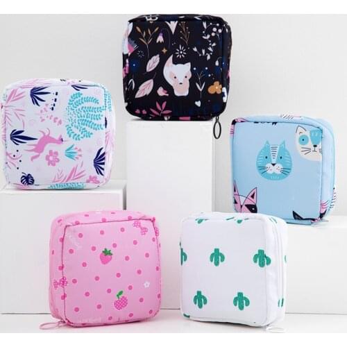 Fashion Waterproof Tampon Storage Bag Cute Napkin Sanitary Pad Pouch Portable Makeup Lipstick Key Earphone Data Cables Organizer