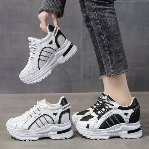 2021 Women Shoes Korean Casual Chunky Sport Shoes White Vulcanized Tennis Female Basket Femme Fashion Womens Platform Sneakers